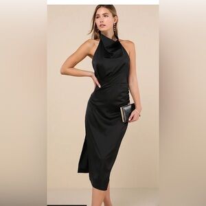 Lulu's Black Halter Midi Dress